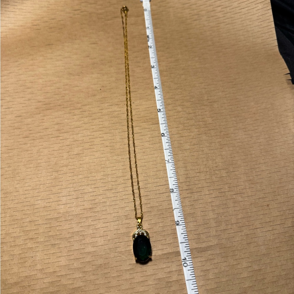 Minimalist Gold Necklace with Dark Gem Pendant